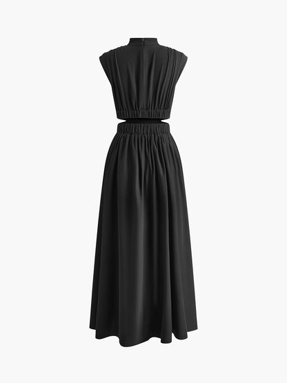 Ruœgy Robe Longue à Découpes Col Montant Femme