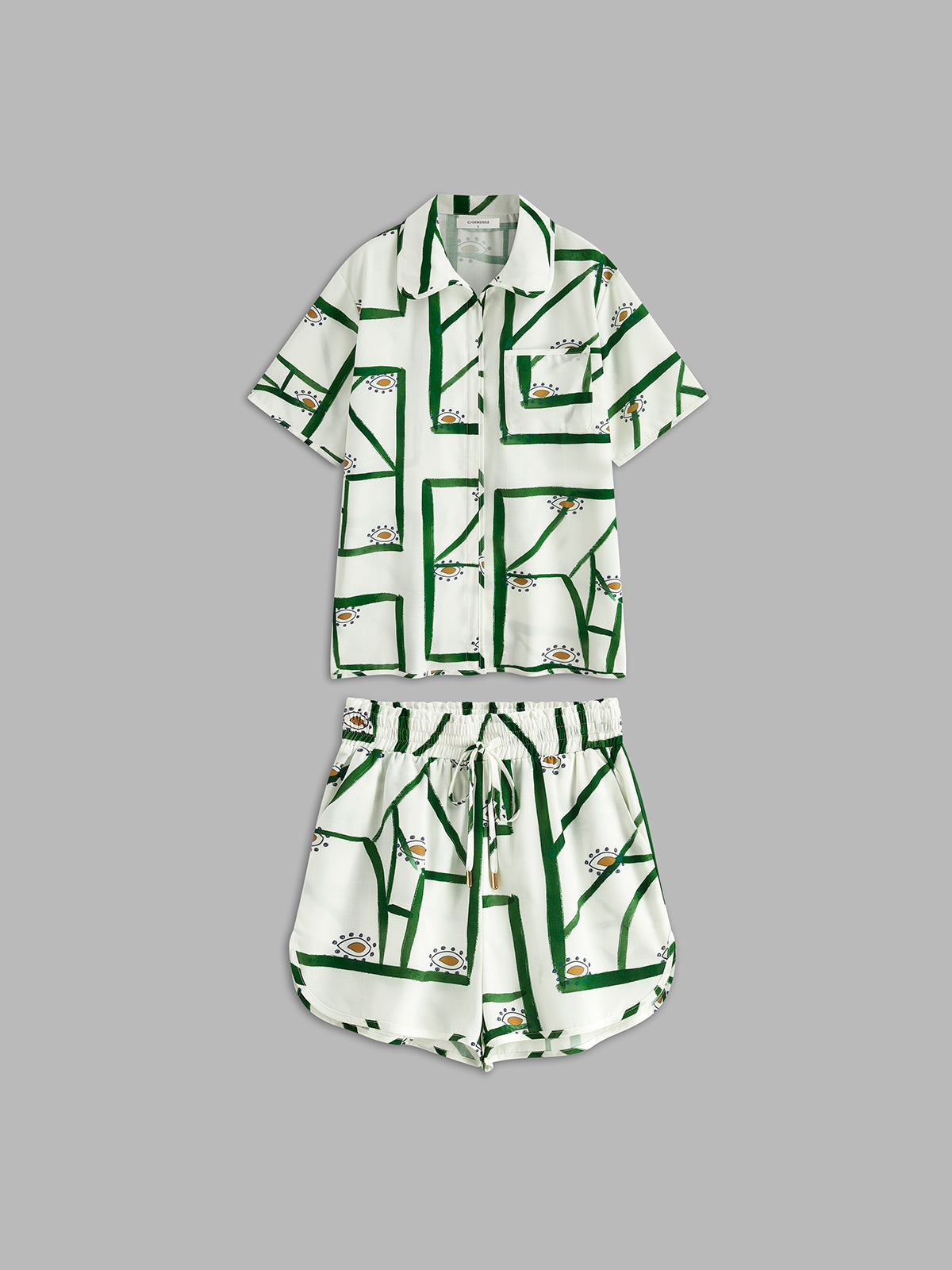 Ruœgy Print Drawstring Shorts Set