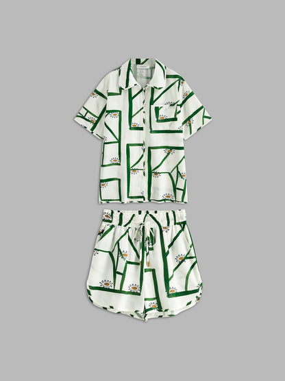 Ruœgy Print Drawstring Shorts Set