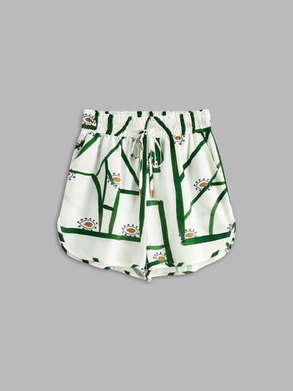 Ruœgy Print Drawstring Shorts Set