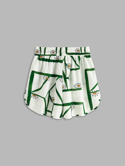 Ruœgy Print Drawstring Shorts Set