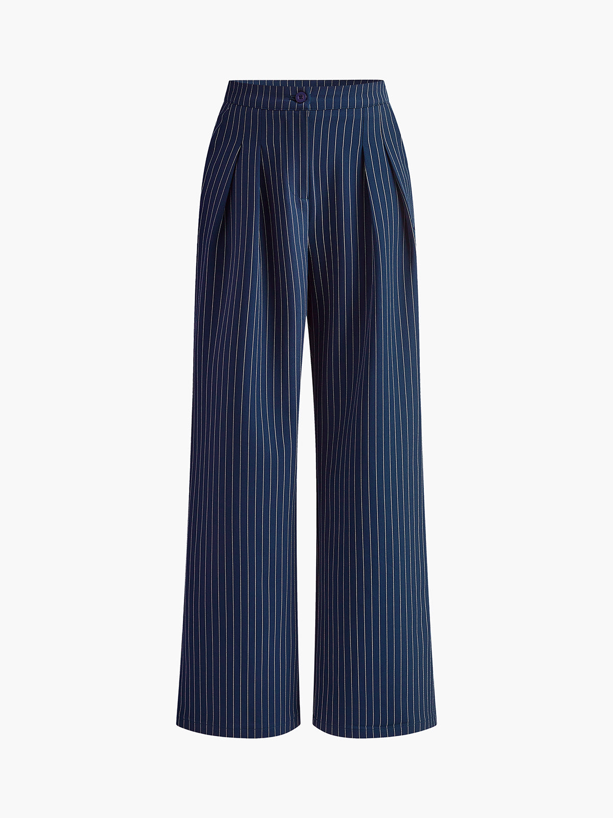Ruœgy Pantalon Large à Rayures Plissé Femme