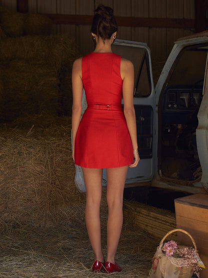 Ruœgy Robe Boutonnée Devant Sans Manches Femme