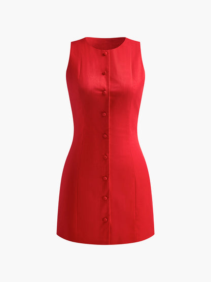 Ruœgy Robe Boutonnée Devant Sans Manches Femme