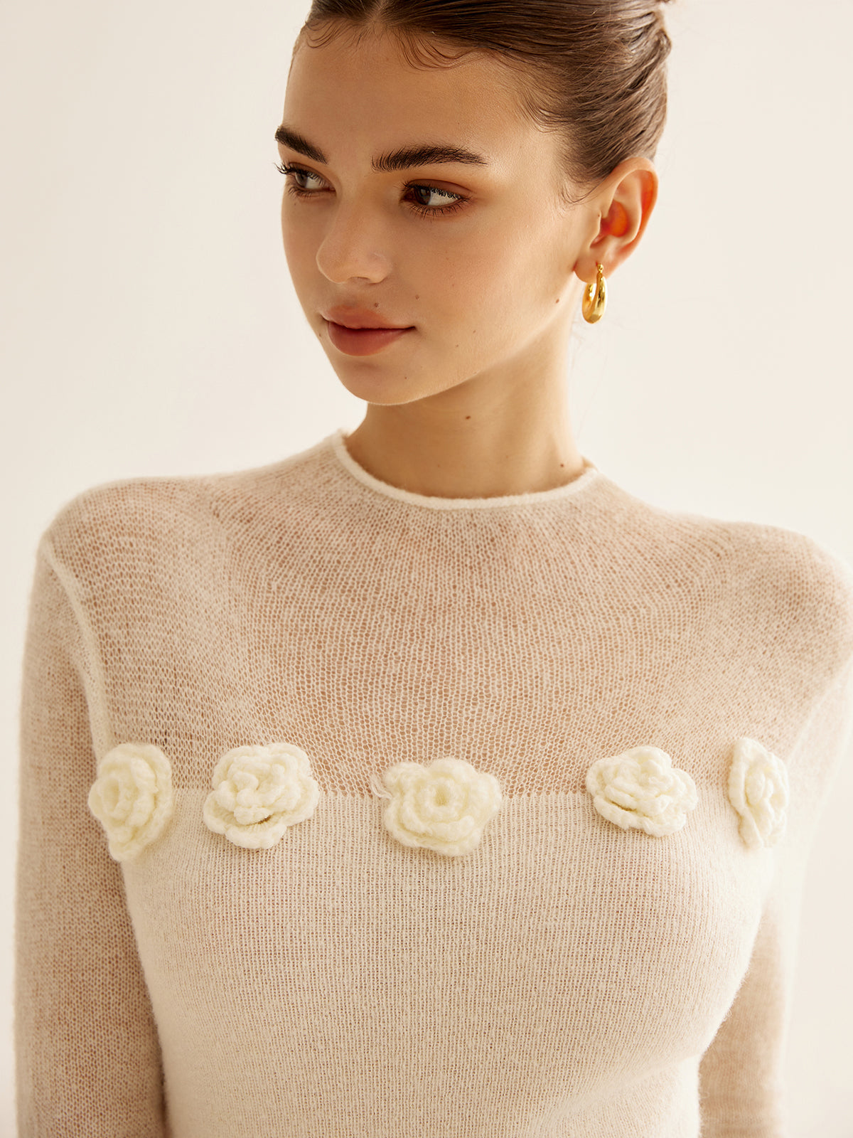 Ruœgy Pull à Fleurs 3D Femme