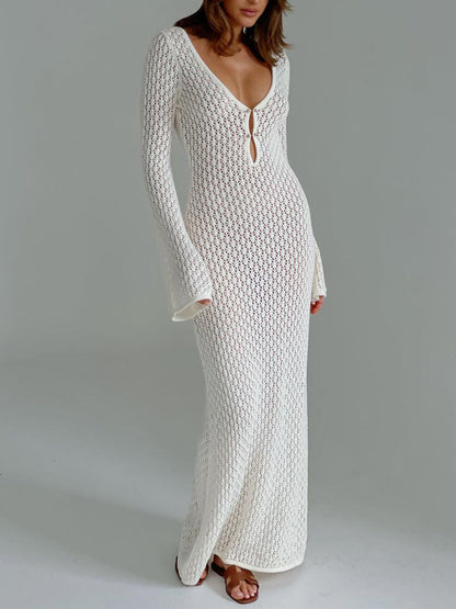 Ruœgy Robe de Plage Longue Dos Nu Femme