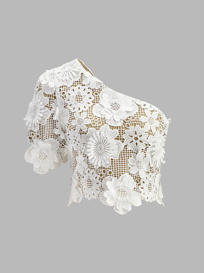 Ruœgy Ensemble Jupe Dentelle Florale Femme