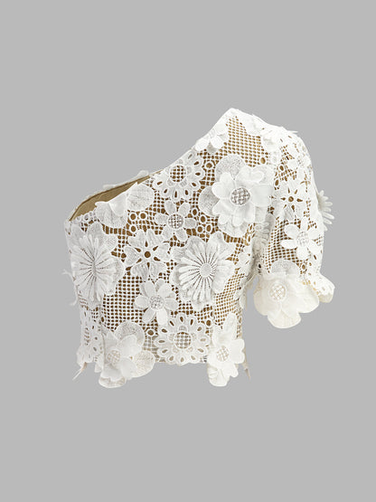 Ruœgy Ensemble Jupe Dentelle Florale Femme