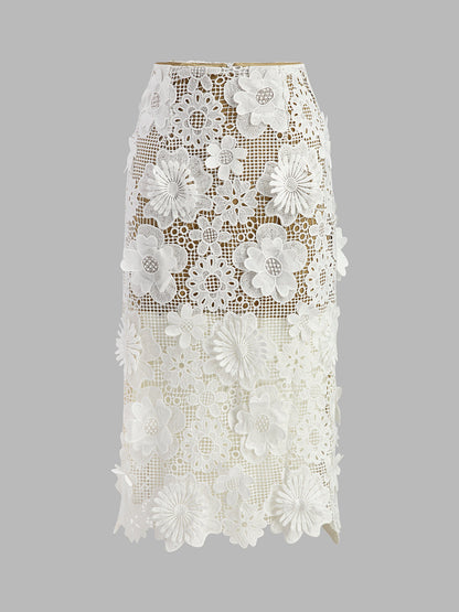 Ruœgy Ensemble Jupe Dentelle Florale Femme