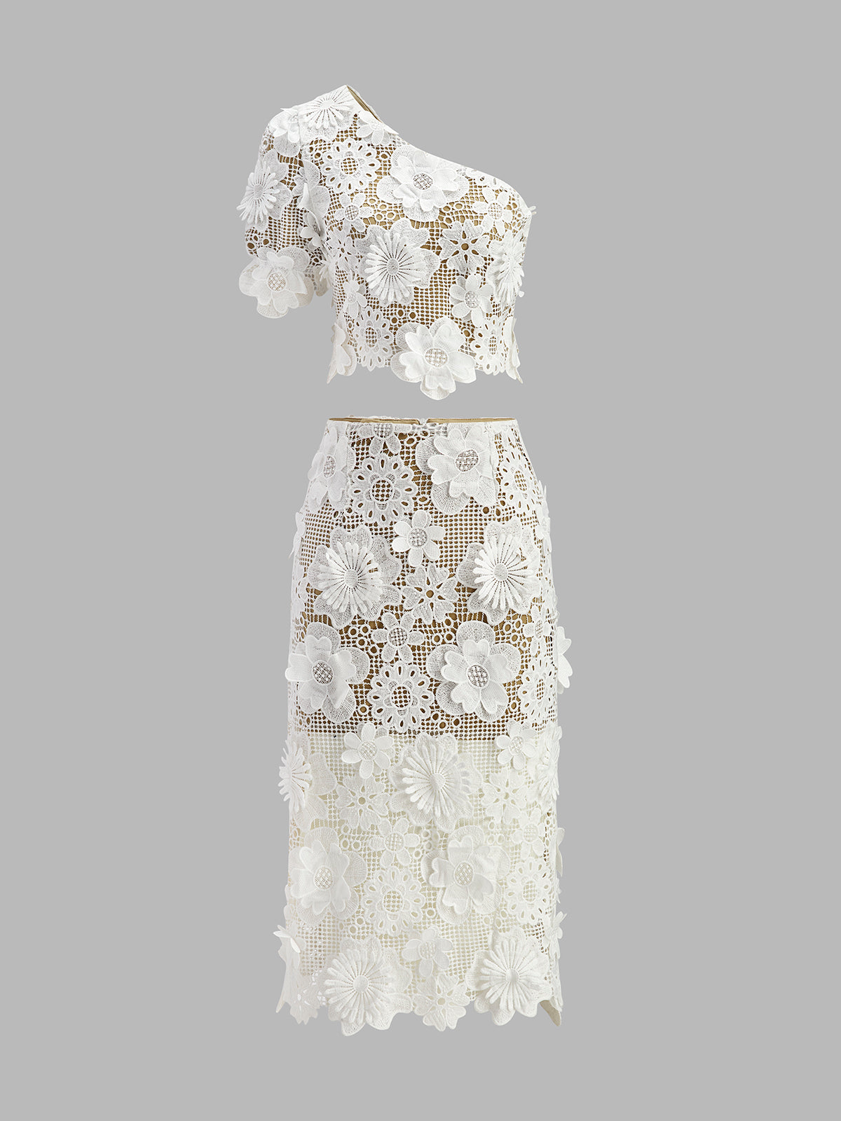 Ruœgy Ensemble Jupe Dentelle Florale Femme