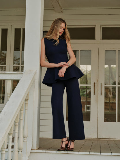 Ruœgy Pantalon en Maille Taille Élastique Femme