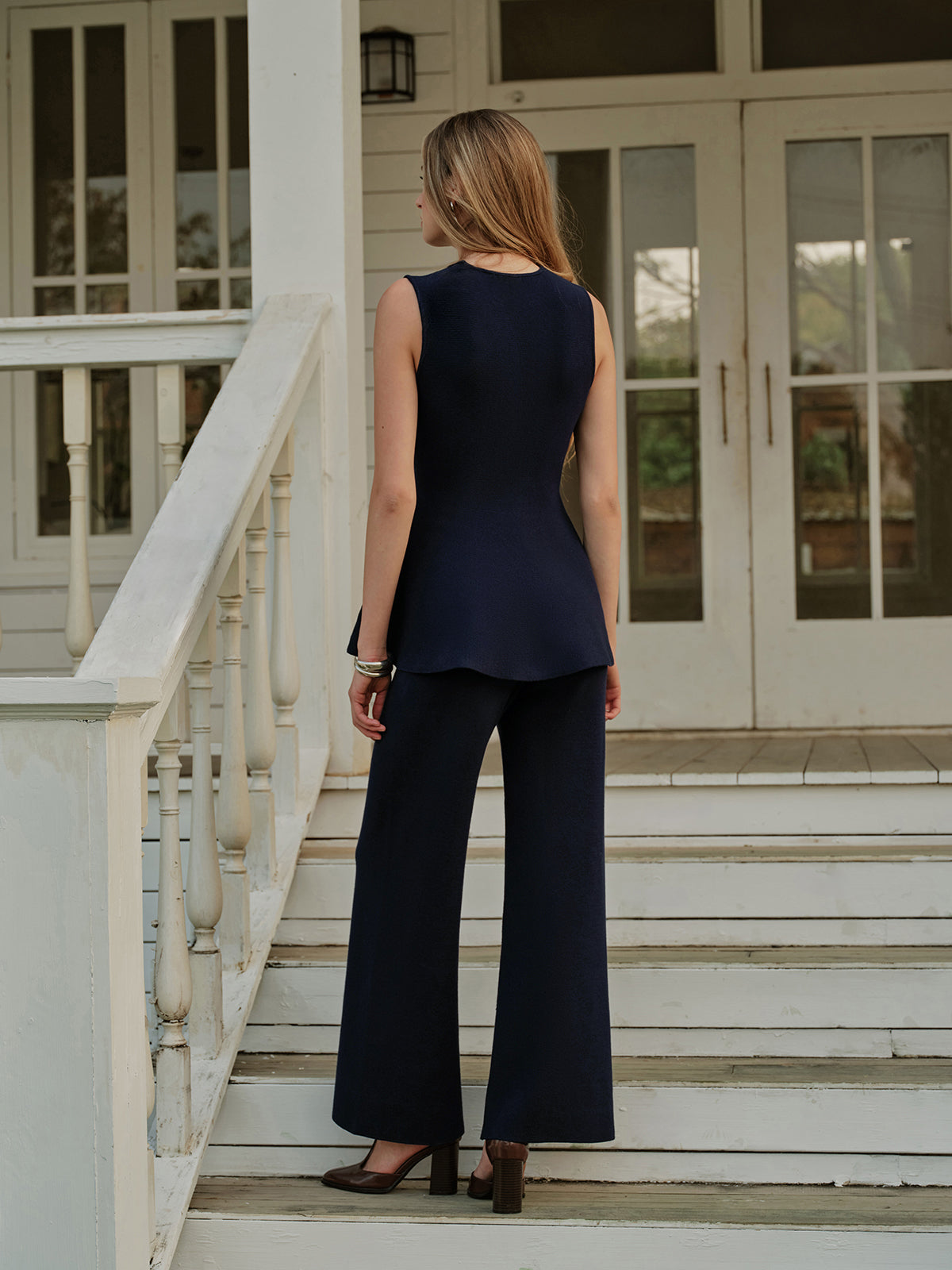 Ruœgy Pantalon en Maille Taille Élastique Femme