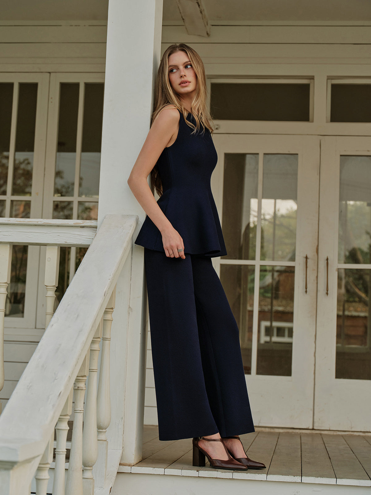 Ruœgy Pantalon en Maille Taille Élastique Femme
