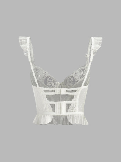 Ruœgy Top Corset Dentelle Fleurie Femme