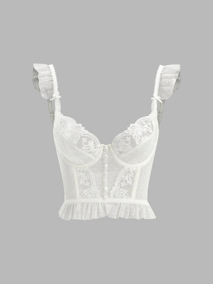 Ruœgy Top Corset Dentelle Fleurie Femme
