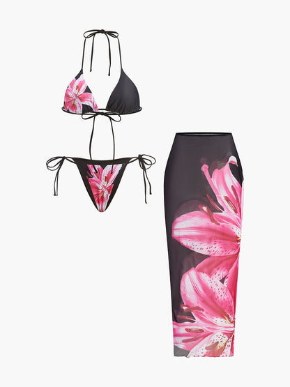 Ruœgy Maillot de Bain avec Jupe Fleuri Femme