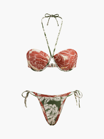 Ruœgy Maillot de Bain 3 Pièces Jupe Femme