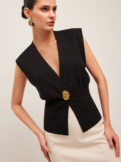 Ruœgy Sleeveless V Neck Sweater Vest