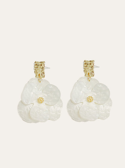 Ruœgy Boucles d’Oreilles Fleurs Pendantes Dorées Femme
