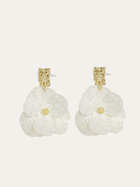 Ruœgy Boucles d’Oreilles Fleurs Pendantes Dorées Femme
