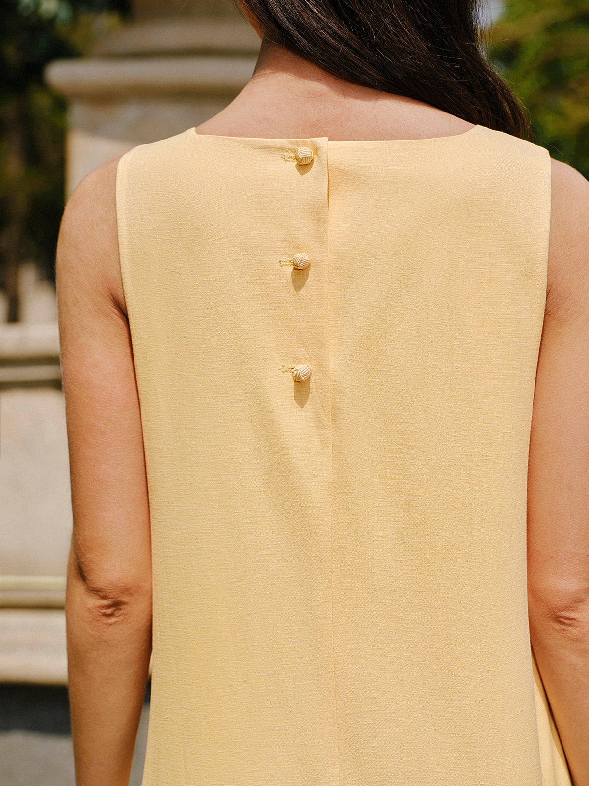 Ruœgy Robe Courte en Lin Boutonnée à Poches