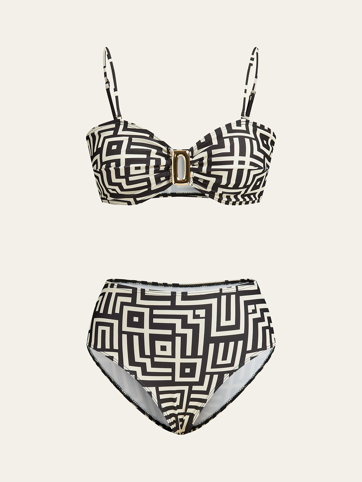 Ruœgy Maillot Deux Pièces Imprimé Géométrique Femme