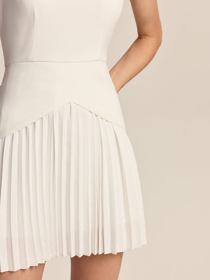 Ruœgy Robe Courte Plissée Sans Manches Femme