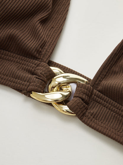 Ruœgy Bikini Marron Avec Anneau Femme