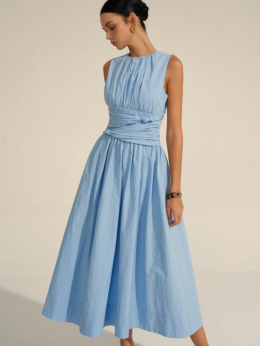 Ruœgy Robe Longue Bleue Sans Manches Femme