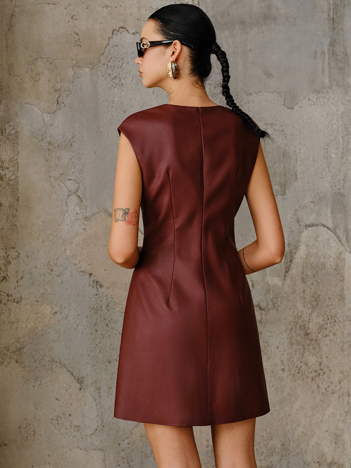 Ruœgy Robe En Cuir Mini Sans Manches