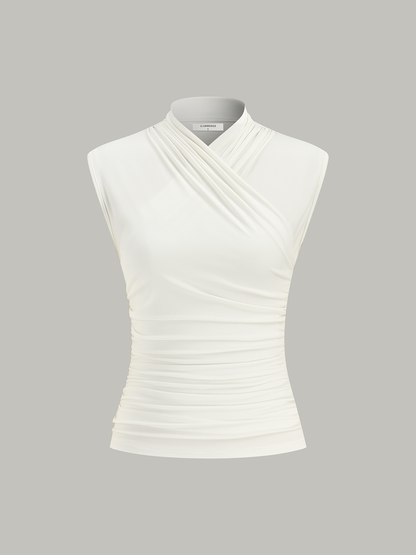 Ruœgy Cross Neck Ruched Top