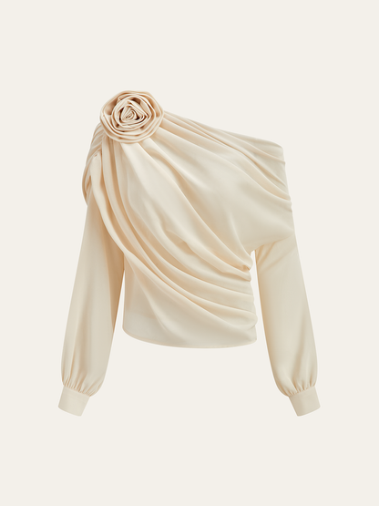 Ruœgy One Shoulder Chiffon Blouse