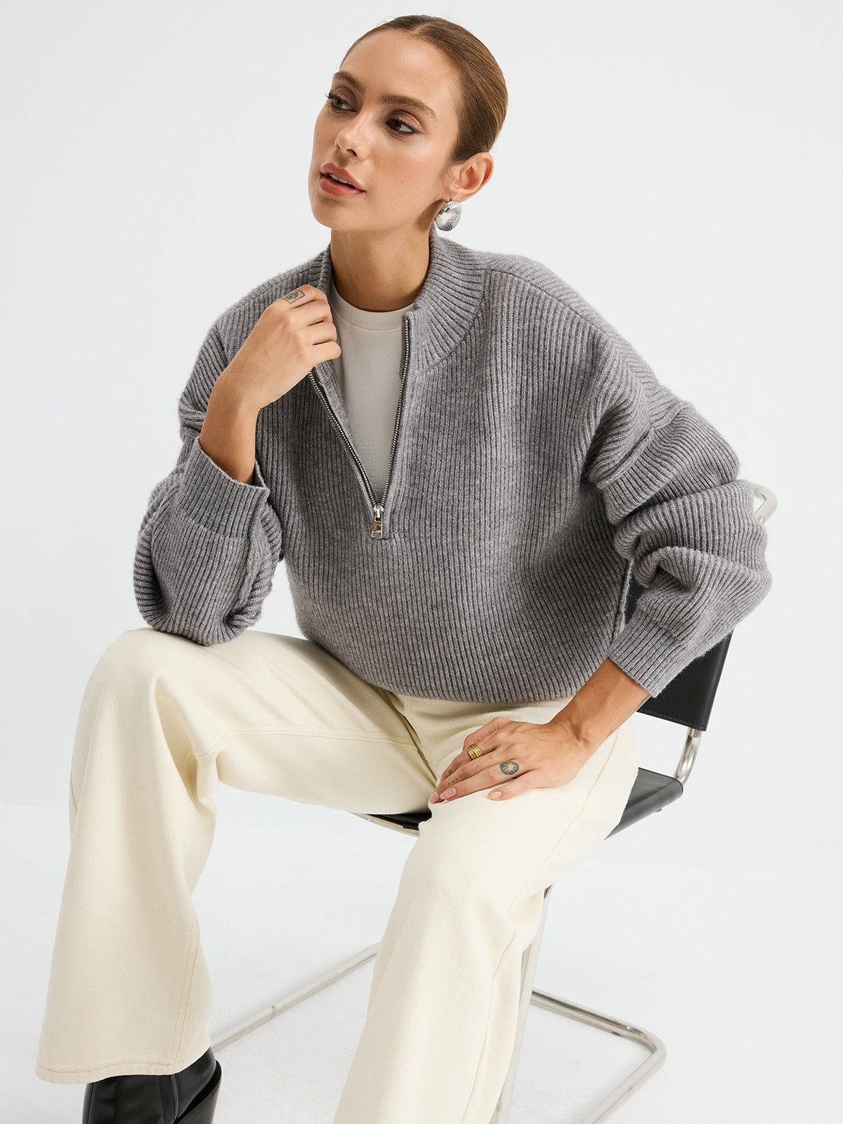 Ruœgy Pull Col Camionneur Laine Mélangée Femme