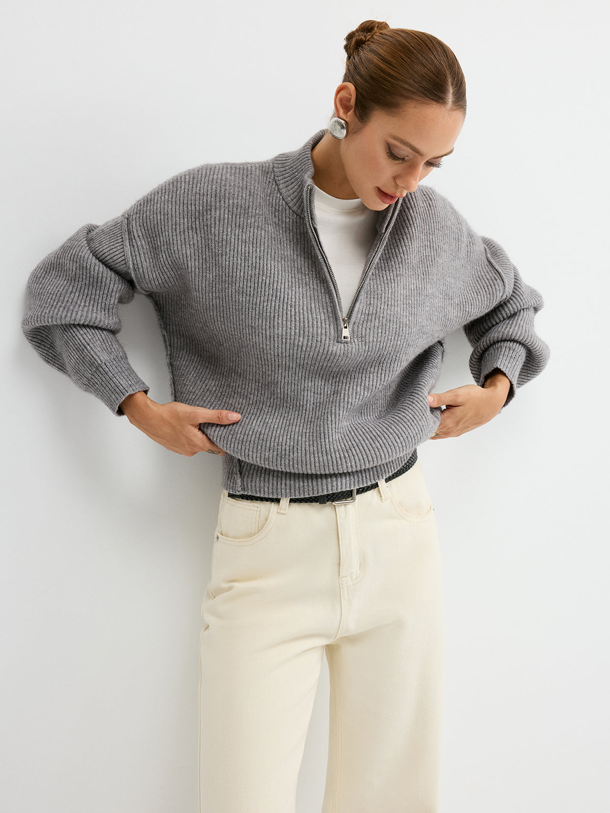 Ruœgy Pull Col Camionneur Laine Mélangée Femme