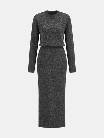 Ruœgy Robe Midi Maille Laine Mélangée Femme