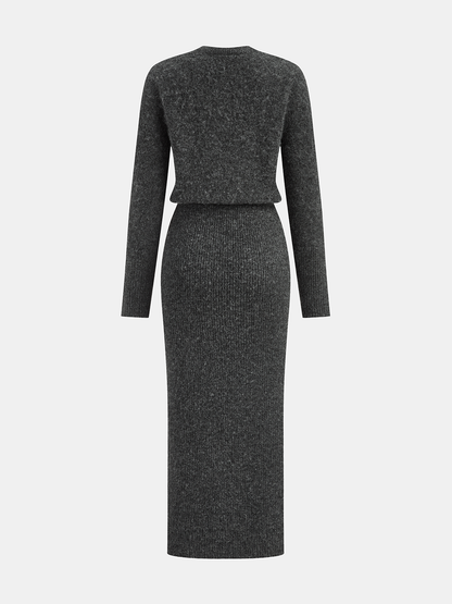 Ruœgy Robe Midi Maille Laine Mélangée Femme