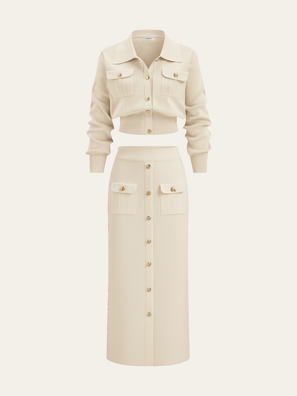 Ruœgy Cardigan Midi Skirt Set Femme