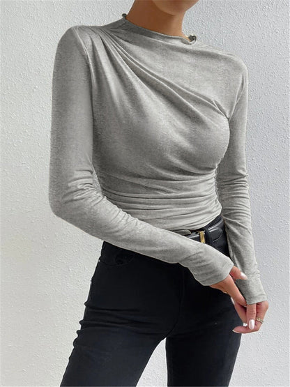 Ruœgy Fitted Ruched Long Sleeve Top