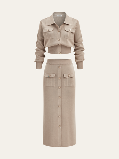 Ruœgy Cardigan Midi Skirt Set Femme