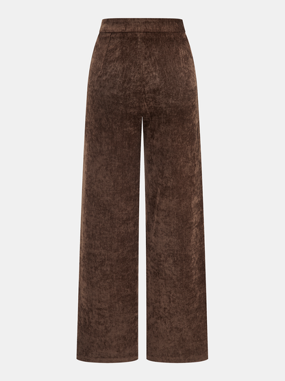 Ruœgy Pantalon Velours Taille Mi-Haute Femme