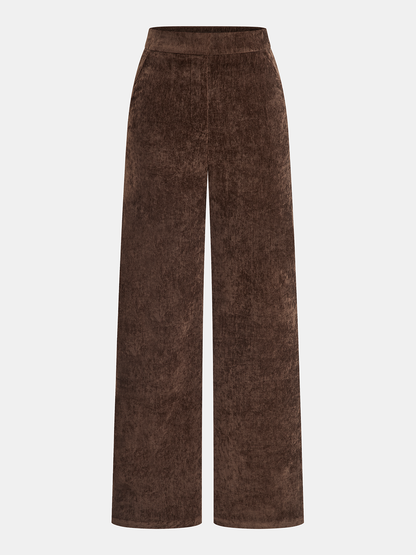 Ruœgy Pantalon Velours Taille Mi-Haute Femme