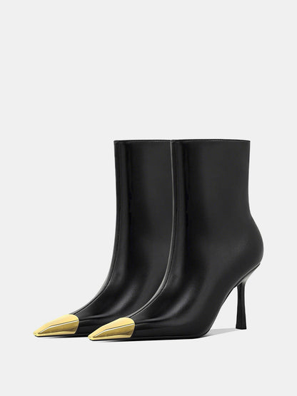 Bottines Femme à Bout Pointu en Similicuir avec Talon de 7 cm