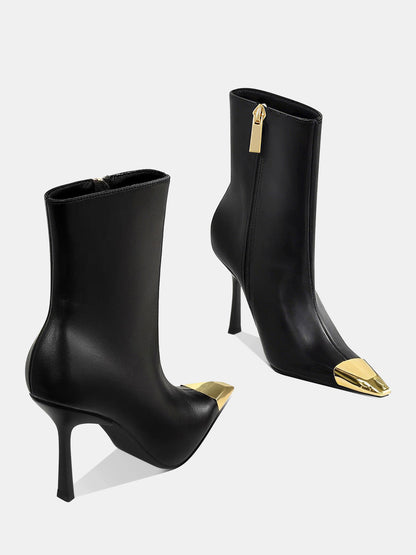 Bottines Femme à Bout Pointu en Similicuir avec Talon de 7 cm