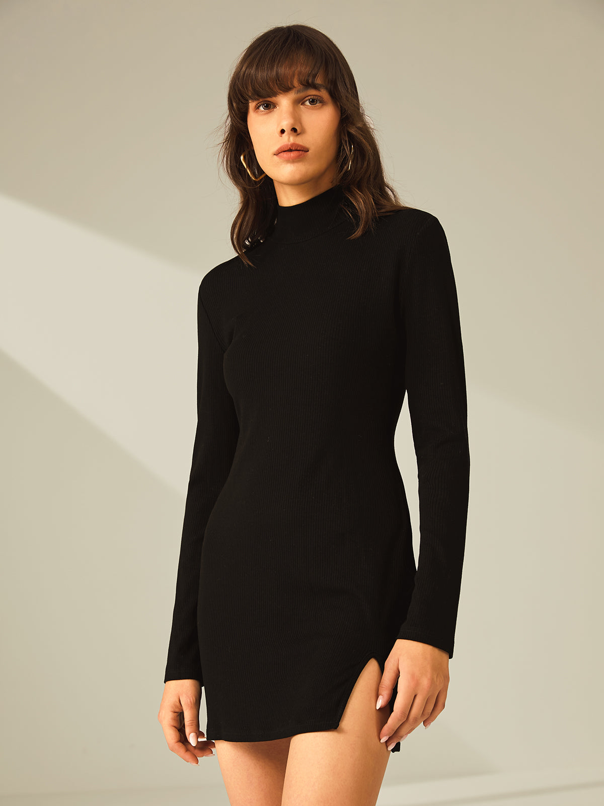 Ruœgy Robe Moulante Col Roulé Femme