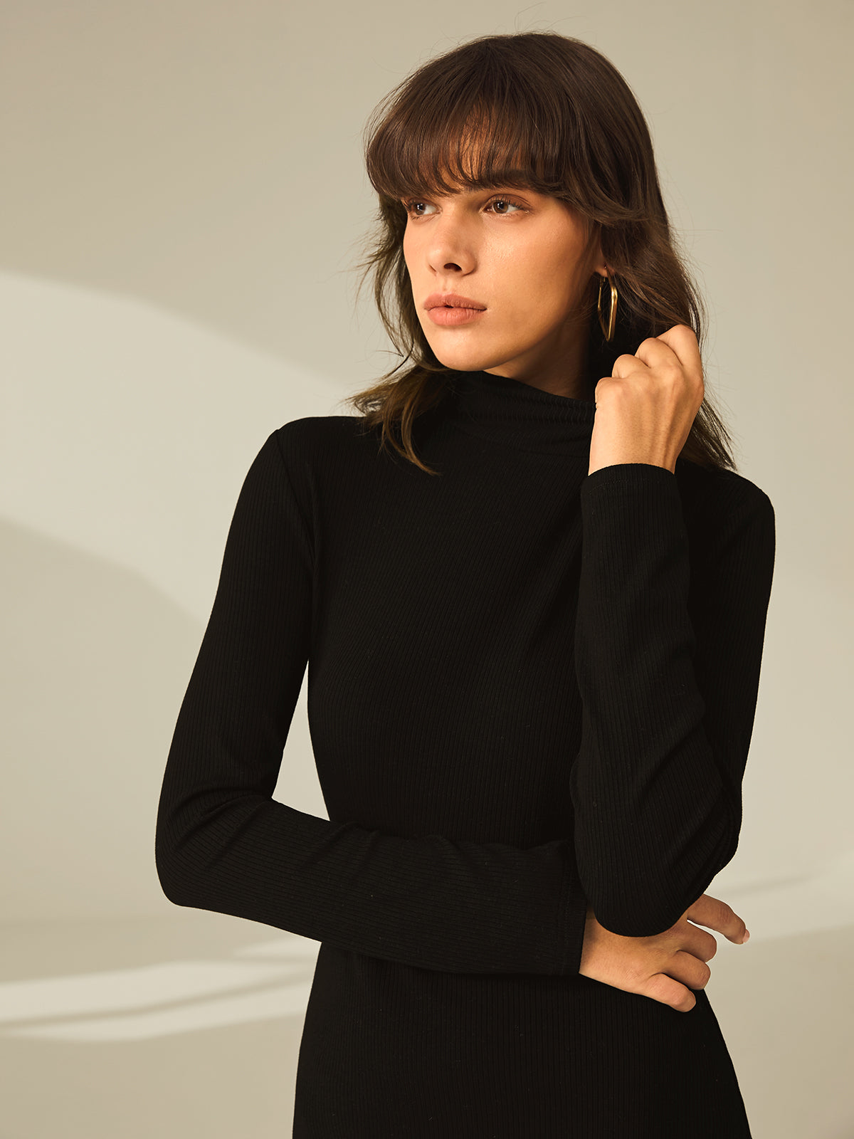 Ruœgy Robe Moulante Col Roulé Femme
