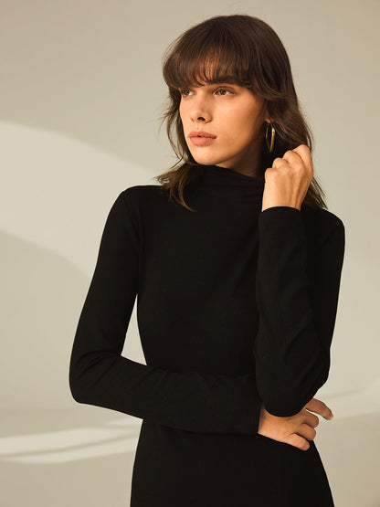 Ruœgy Robe Moulante Col Roulé Femme