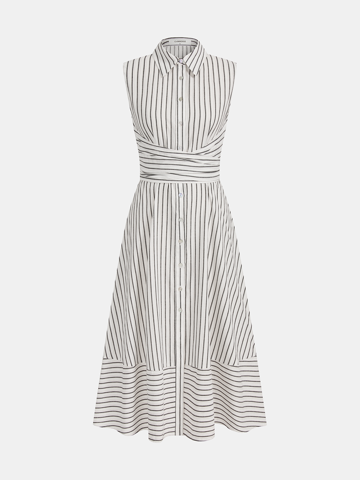 Ruœgy Robe Chemise Rayée Sans Manches Femme