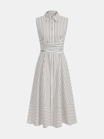 Ruœgy Robe Chemise Rayée Sans Manches Femme