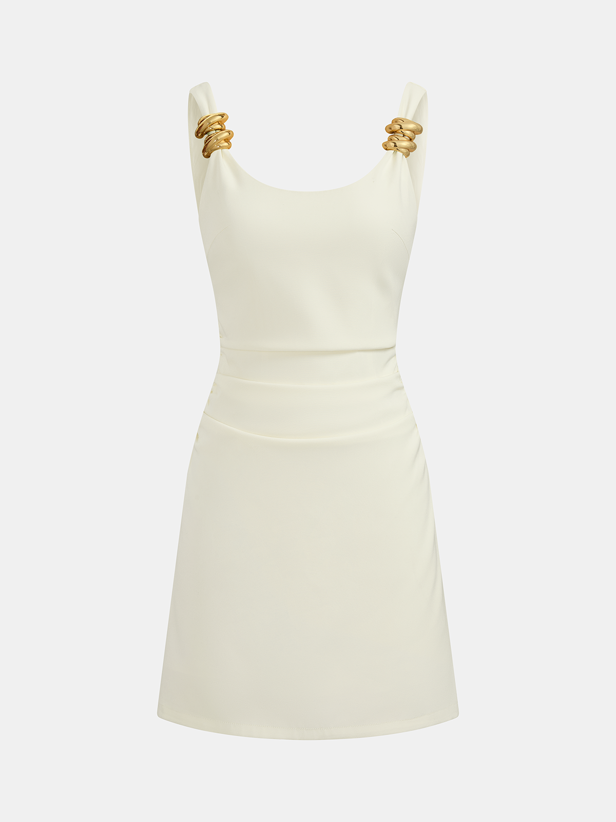 Ruœgy Robe Mini Moulante à Bretelles Dorées Femme