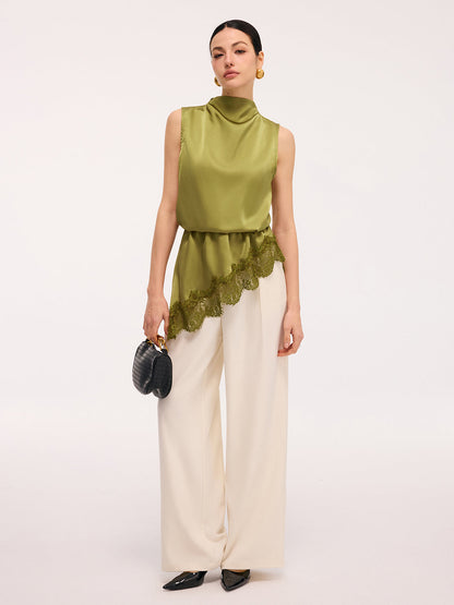 Ruœgy Sleeveless Satin Lace Top